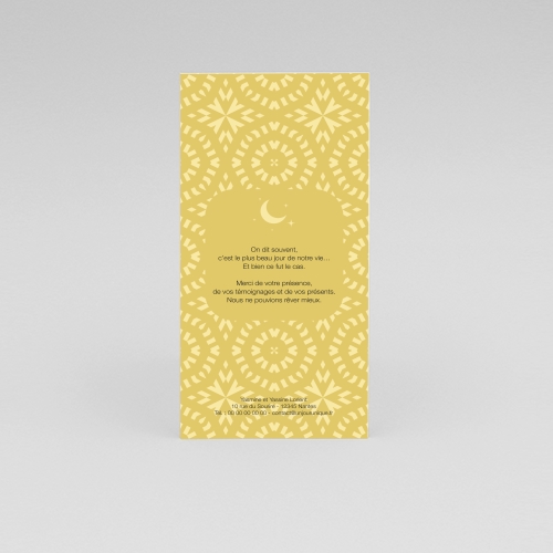 Carte Remerciement Mariage - Lune oriental jaune